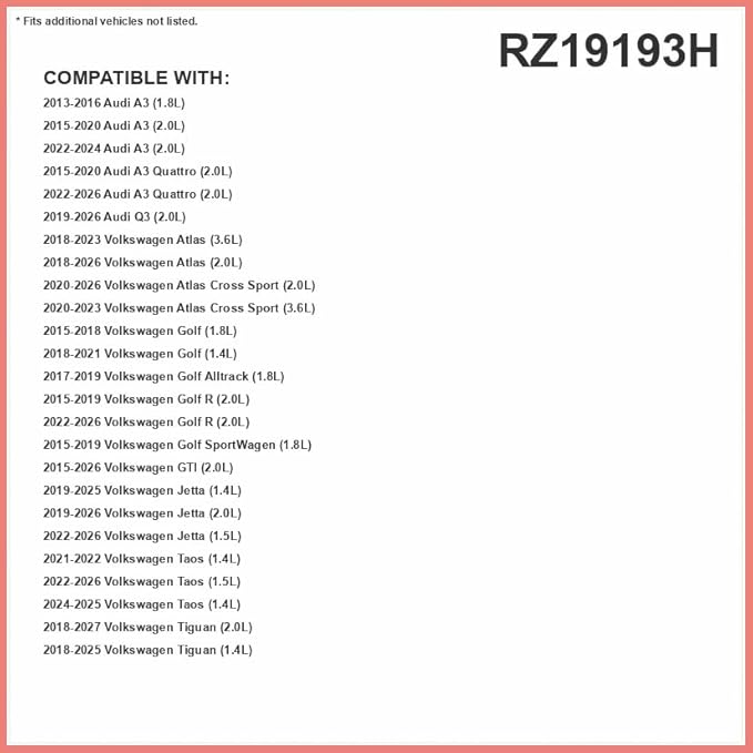 Febreze Odor Control HEPA Cabin Air Filter by PUREFLOW RZ19193H Fits 2018-2027 Volkswagen Tiguan 2.0L; 2019-2025 Jetta 1.4L, Teramont 2.0L; 2018-2023 Atlas 3.6L, Audi Q2 1.4L, TT RS Quattro 2.5L