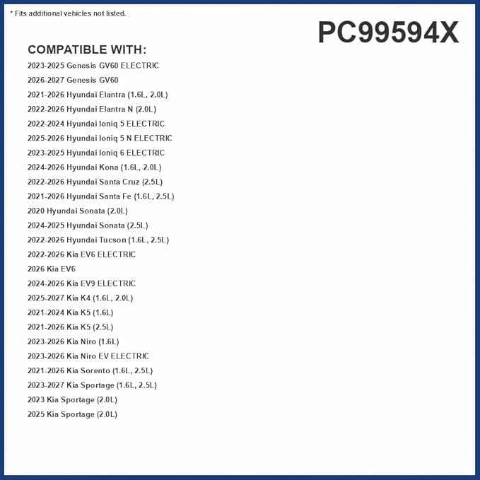 PureFlow Cabin Air Filter PC99594X | Fits 2022-2025 Hyundai Tucson, 2021-2025 Elantra, Santa Fe, 2023-2025 Kia Sportage, 2021-2025 Sorento, 2021-2024 K5, 2022-2025 Santa Cruz, Ioniq 5