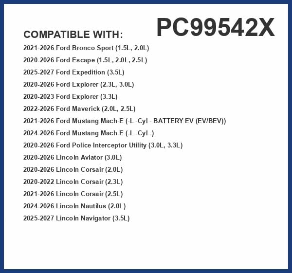 PureFlow Cabin Air Filter PC99542X | Fits 2020-2025 Ford Explorer, Escape, 2021-2025 Bronco Sport, 2022-2025 Maverick, 2020-2025 Police Interceptor