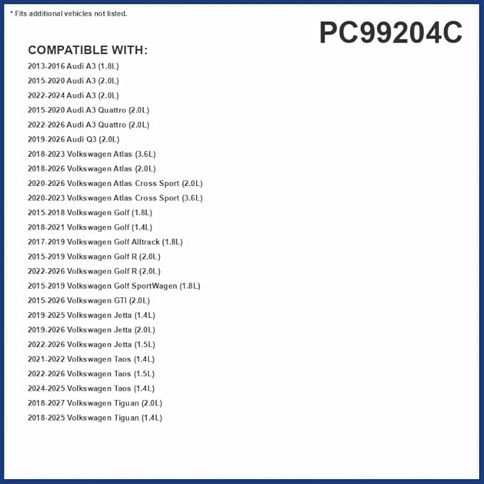PG Cabin Air Filter PC99204C | Fits 2018-2024 Volkswagen Tiguan, 2019-2025 Jetta, 2022-2024 Taos, 2019-2025 Audi Q3, 2015-2024 Volkswagen GTI, 2020-2025 Atlas Cross Sport, Recirculation