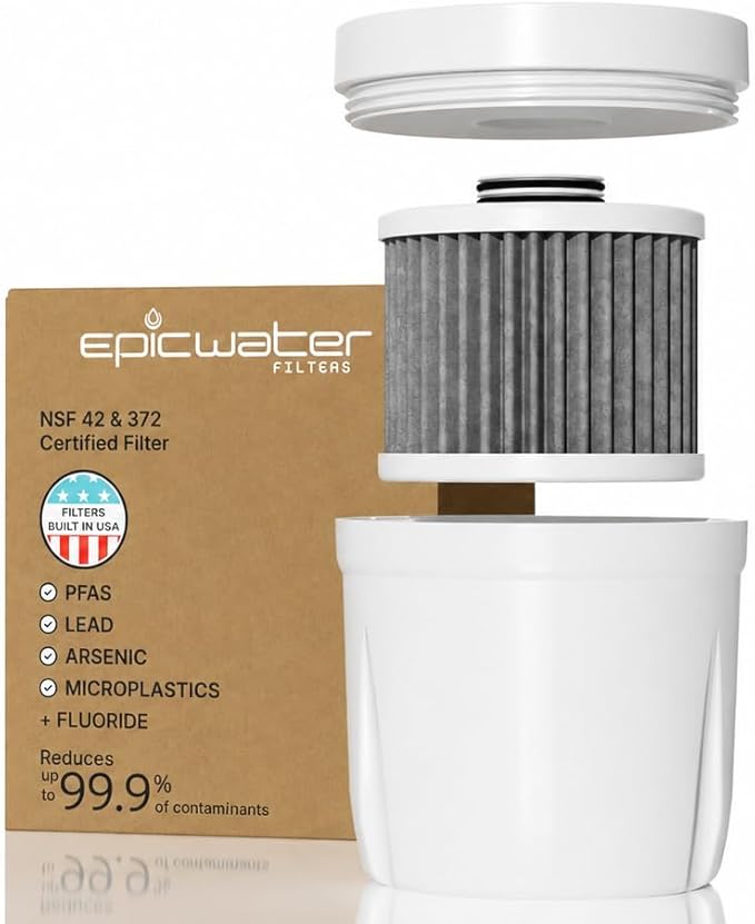 Epic Water Filters Pure REPLACEMENT Compatible with Epic Pure Water Pitcher/Removes Fluoride, Lead, Forever Chemicals, Heavy Metals, Industrial Pollutants/Filters 100 Gallons