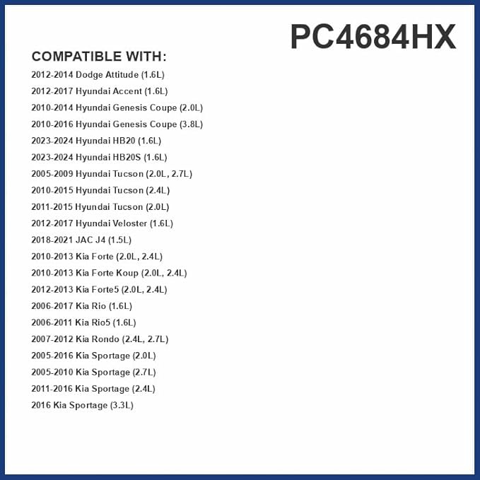 PureFlow HEPA Cabin Air Filter PC4684HX | Fits 2023-2024 Hyundai HB20S, HB20, 2012-2017 Accent, 2006-2017 Kia Rio, 2011-2016 Sportage, 2010-2015 Hyundai Tucson, 2012-2017 Veloster