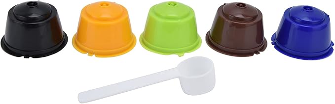 Reusable Coffee Pod Refillable Coffee Capsule 5Pcs Set with Spoon for Machines BPA Free ABS Stainless Steel Filter 50ml Capacity