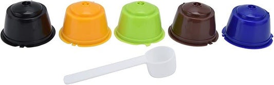 Reusable Coffee Pod Refillable Coffee Capsule 5Pcs Set with Spoon for Machines BPA Free ABS Stainless Steel Filter 50ml Capacity