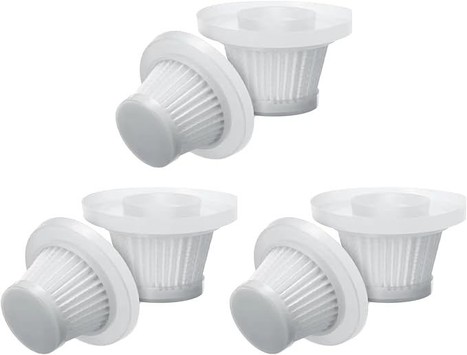 6 Pack Vacuum Filter Replacement Compatible with Vacuum Cleaner as Seen on TV, Vac Replacement Parts for Compact Cordless Vacuum Cleaner, HEPA Replacement Vacuum Filter White