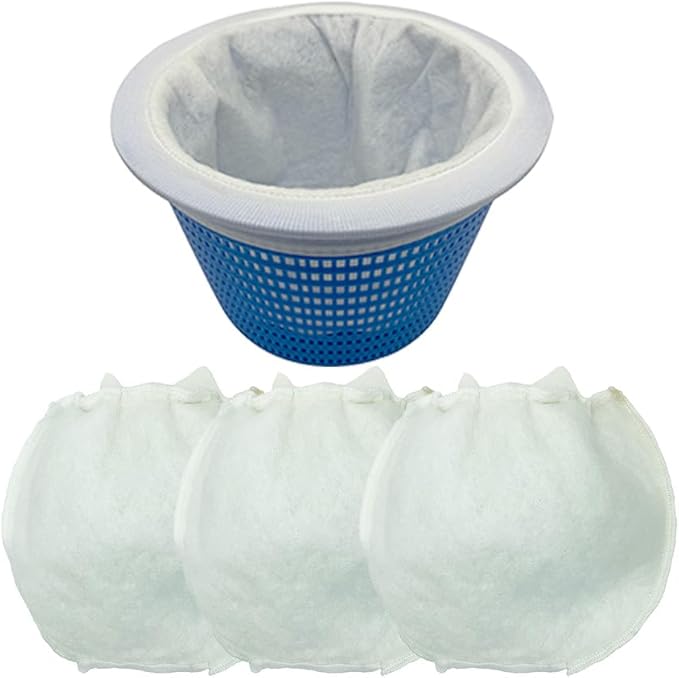 Reusable pool skimmer precision filter socks - For use in filter baskets, skimmers, and to clean in-ground and above-ground swimming pools of debris and leaves, algae, pollen, grease, etc (3 pack)