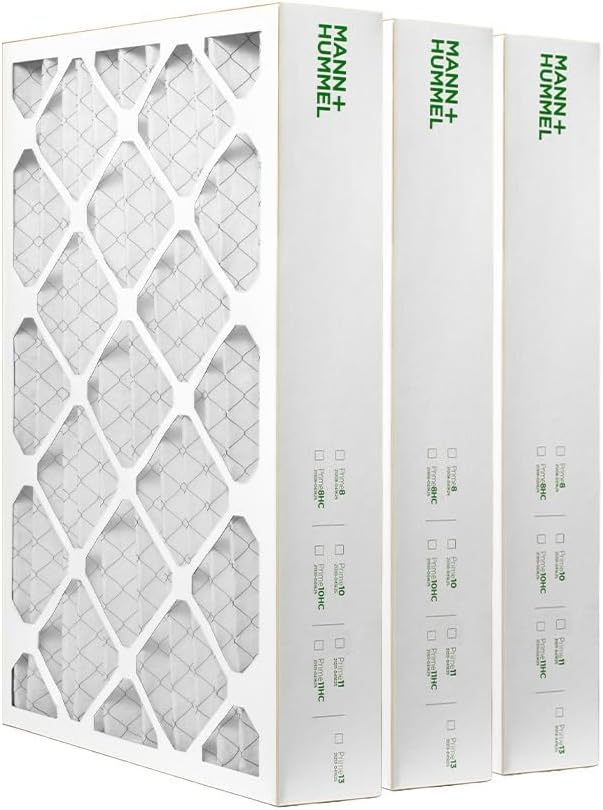 Mann+Hummel 16x25x4 MERV 8 Pleated HVAC AC Furnace Air Filters. 3 Pack. (Exact Size: 15.5 x 24.5 x 3.75 Inches)