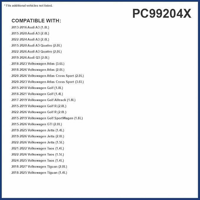 PureFlow Cabin Air Filter PC99204X | Fits 2018-2024 Volkswagen Tiguan, 2019-2025 Jetta, 2022-2024 Taos, 2019-2025 Audi Q3, 2015-2024 VW GTI, 2020-2025 Atlas Cross Sport, Recirculation