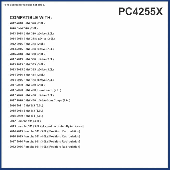 PureFlow Cabin Air Filter PC4255X | Fits 2017-2025 Porsche 911, 2020-2025 718 Cayman, 2019-2025 718 Boxster, 2020-2025 718 Spyder, 2012-2016 BMW 328i, Recirculation