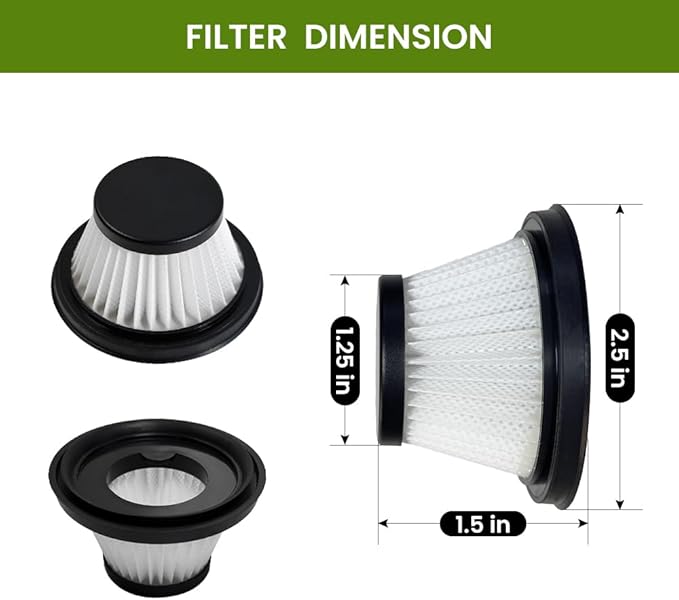 8 Pack HEPA Vacuum Filters Compatible with Compact Cordless Vacuum Cleaner,Vac Parts as Seen on TV,Washable and Reusable