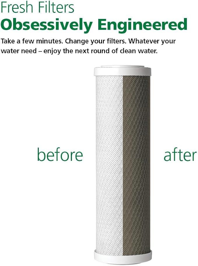 AO Smith 2.5"x10" 5 Micron Carbon Block Sediment Water Filter Replacement Cartridge - 2 Pack - NSF/ANSI 42 Certified - For Whole House Filtration Systems - AO-WH-PRE-RC2