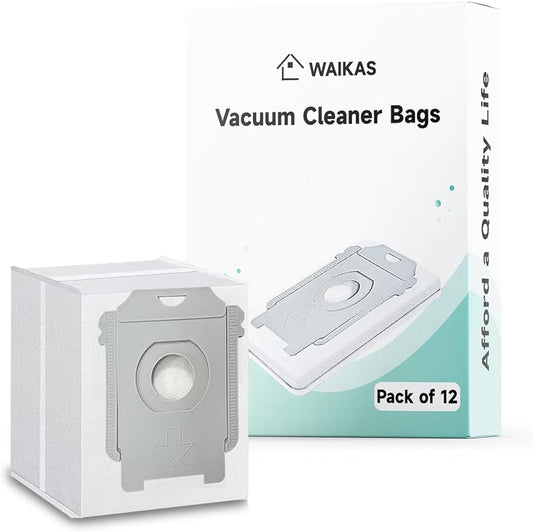 WAIKAS 12 Pack Vacuum Bags for iRobot Roomba i7+, i7 Plus, i3, i3+, i4, i4+, i5, i5+, i8, i8+, i6, i6+, j5, j5+, j7+, s9+, s9 Plus, i/s/j Series Clean Base Automatic Dirt Disposal Bags