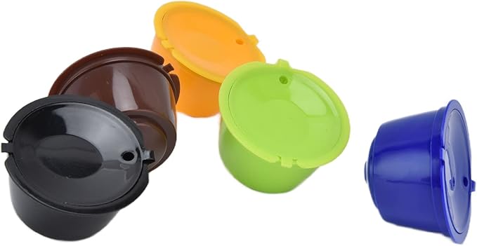 Reusable Coffee Pod Refillable Coffee Capsule 5Pcs Set with Spoon for Machines BPA Free ABS Stainless Steel Filter 50ml Capacity