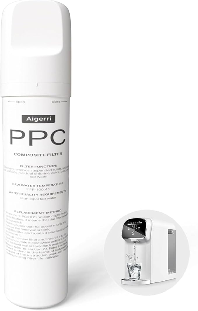 Aigerri PPC Filter Replacement Cartridge - 60-90 Day Lifespan, Superior Filtration, Easy Twist-In Design for Countertop Water Filter System, Model Number: TJYJ001