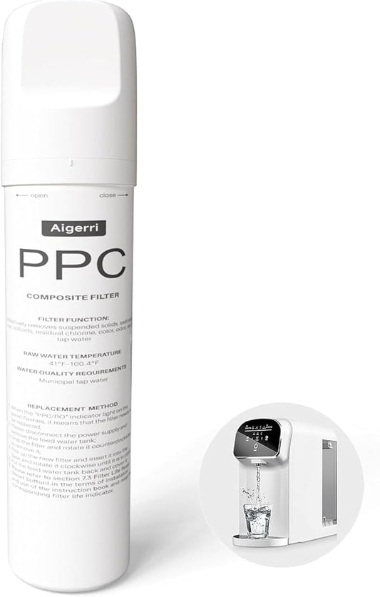 Aigerri PPC Filter Replacement Cartridge - 60-90 Day Lifespan, Superior Filtration, Easy Twist-In Design for Countertop Water Filter System, Model Number: TJYJ001
