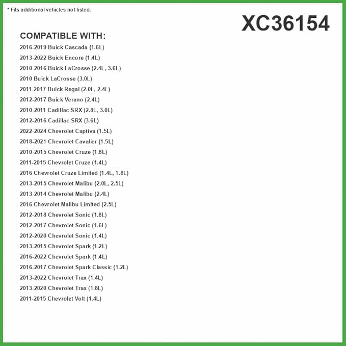 ECOGARD XC36154 Cabin Air Filter Fits Chevrolet Cruze 2011-2015, Trax 2013-2022, Malibu 2013-2015, Sonic 2012-2020, Spark 2013-2022, Buick Encore 2013-2022