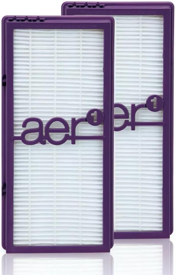 Official Bionaire - AER1 Performance Plus True HEPA Replacement Air Filter, 99.99% Particle Capture, Dust Pollen Smoke Pet Dander, Purple, 2 Pack