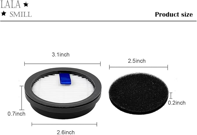 Replacement A200 HEPA Filters for Afoddon A200Pro NEQUARE S12 S25 S26 ORFELD B08/C10A/C10G Series Cordless Vacuum, 2 pcs HEPA Filters and 2 pcs Sponge Filters