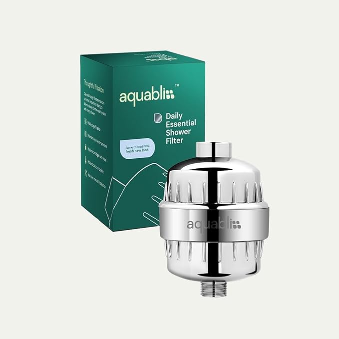 AquaBliss High Output Universal Shower Filter with Replaceable Multi-Stage Filter Cartridge – Transform Itching, Eczema & Acne into Glowing Hair, Nails & Skin Fast - Chrome (SF220)