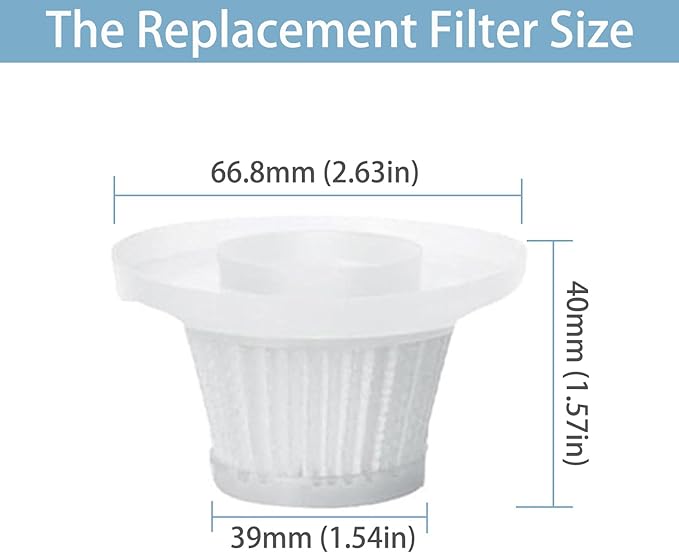 6 Pack Vacuum Filter Replacement Compatible with Vacuum Cleaner as Seen on TV, Vac Replacement Parts for Compact Cordless Vacuum Cleaner, HEPA Replacement Vacuum Filter White