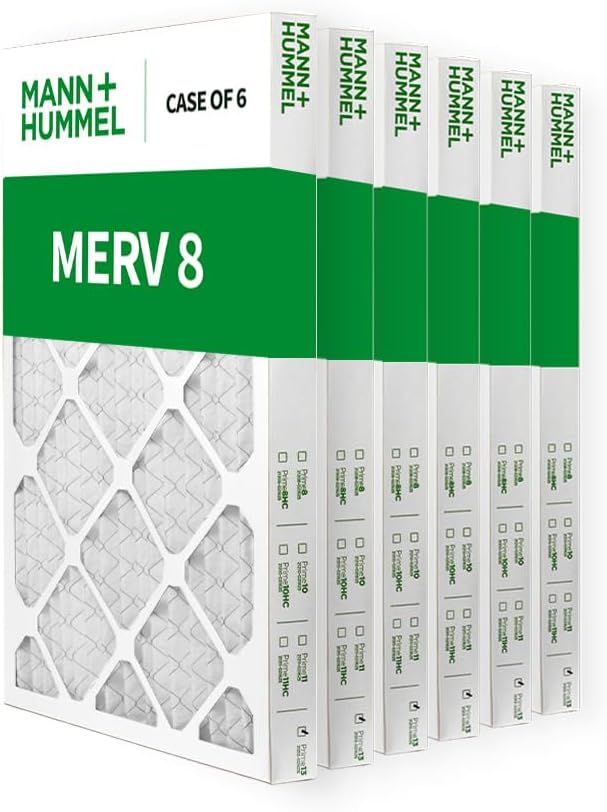 Mann+Hummel 16x25x2 MERV 8 Pleated HVAC AC Furnace Air Filters. 6 Pack. (Exact Size: 15.5 x 24.5 x 1.75 Inches)