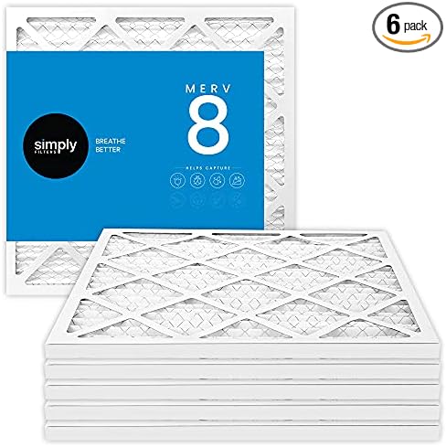 Simply 14x20x1 Air Filter, MERV 8, 6 Pack, For Home AC Furnace & HVAC (Actual Size: 13.75"x19.75"x0.75") DUST, Pet, & Allergy Control