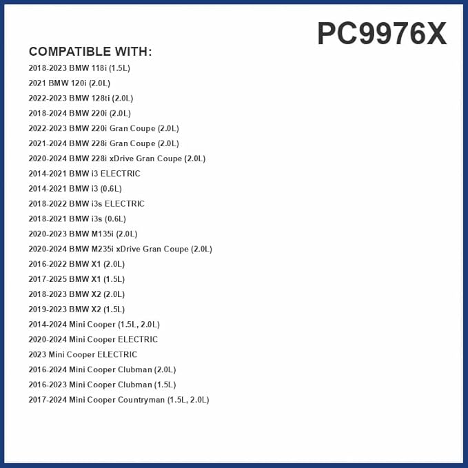 PureFlow Cabin Air Filter PC9976X | Fits 2014-2024 Mini Cooper, 2017-2024 Cooper Countryman, 2016-2024 Cooper Clubman, 2020-2024 BMW 228i Gran Coupe