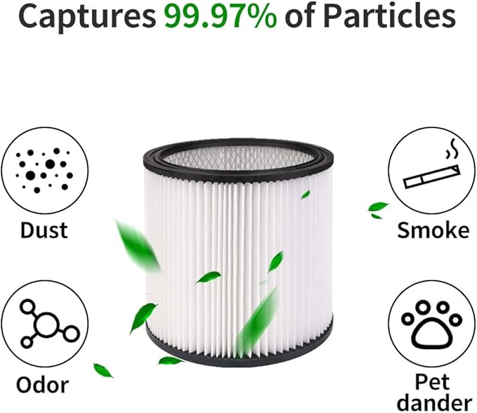 90304 Replacement HEPA Cartridge Filters with Lid, Compatible with Shop-Vac Shop Vac 90304, 90350, 90333, 903-04-00, 9030400, 90585 5 Gallon and Above Wet Dry Vacuum Cleaners, 2 Pack