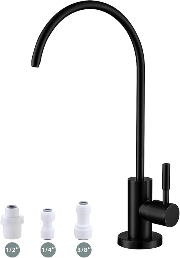 Drinking Water Faucet Matte Black Water Filter Faucet, SUS304 Stainless Steel, Easy to Install Reverse Osmosis Faucet for Kitchen Bar Sink