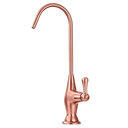 Sink Drinking Water Faucet, Sink Water Filter System, Suitable for Most Reverse Osmosis or Water Filtration Systems, Stainless Steel Reverse Osmosis Faucet for Kitchen Bar, Red Copper