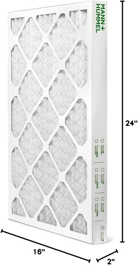 Mann+Hummel 16x24x2 MERV 8 Pleated HVAC AC Furnace Air Filters. Case of 12. (Exact Size: 15.38 x 23.38 x 1.75 Inches)