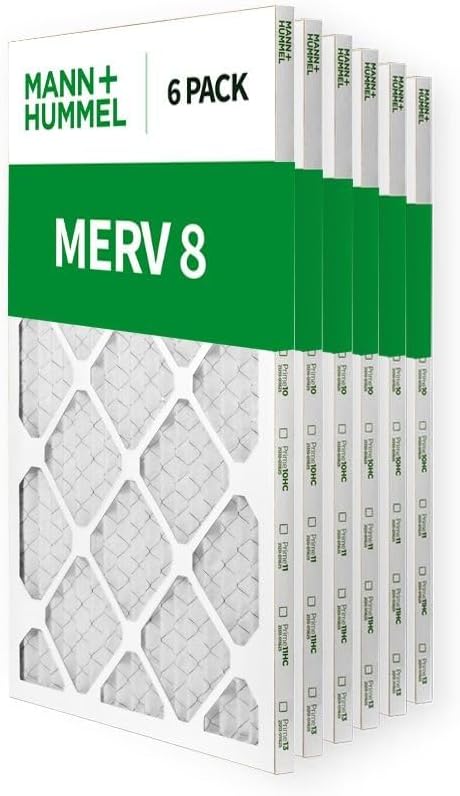Mann+Hummel 20x30x1 MERV 8 Pleated HVAC AC Furnace Air Filters. 6 Pack. (Exact Size: 19.75 x 29.75 x 0.75 Inches)