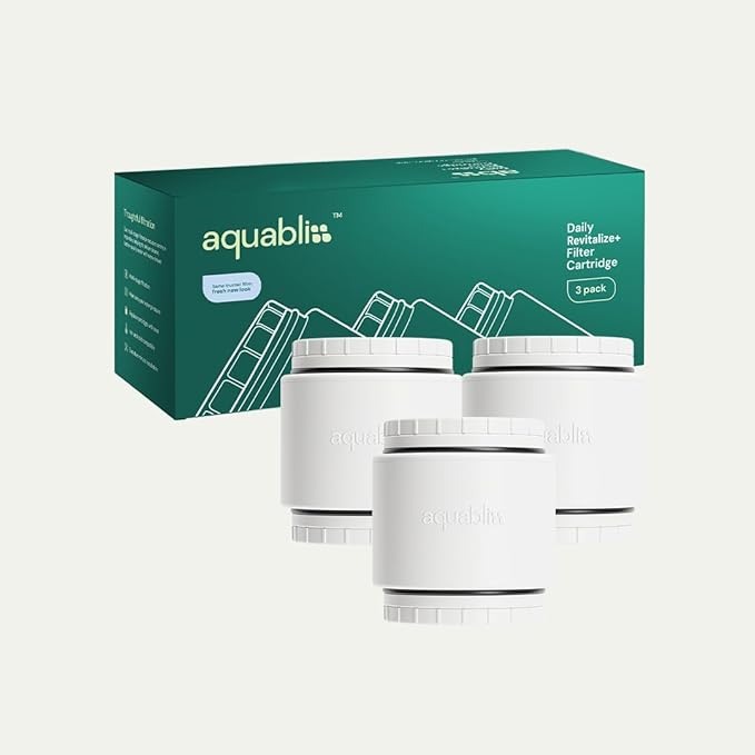 AquaBliss HD Revitalizing Shower Filter Replacement Cartridge For SF400 & SF500-2x Vitamin C + Minerals for Silky Hair, Glowing Skin, Strong Nails. 3-Pack (SFC400)