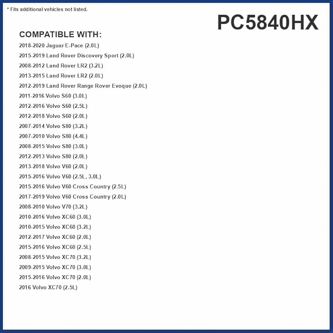 PureFlow HEPA Cabin Air Filter PC5840HX | Fits 2012-2019 Land Rover Range Rover Evoque, 2012-2016 Volvo S60, 2015-2019 Land Rover Discovery Sport, 2010-2016 Volvo XC60, 2008-2015 XC70