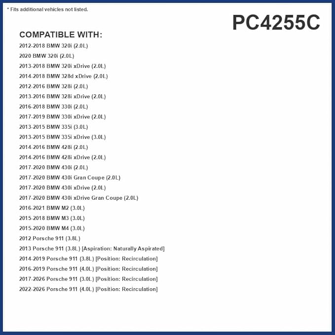PG Cabin Air Filter PC4255C | Fits 2017-2025 Porsche 911, 2020-2025 718 Cayman, 2019-2025 718 Boxster, 2020-2025 718 Spyder, 2012-2016 BMW 328i, 2013-2016 328i xDrive, Recirculation