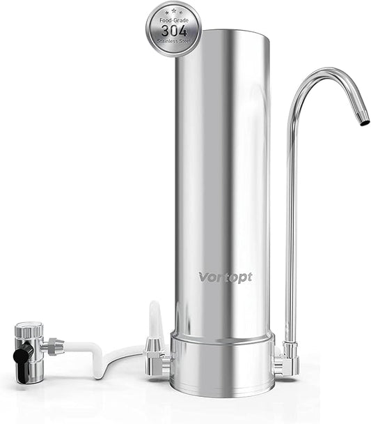 Vortopt F7 Countertop Water Filter System,Rapid Flow,6-8Months or 8000 Gallons Long-Life,5-Stage Filtration- Reduces Chlorine,Heavy Metals,Bad Odors,add Mineral Material-Includes 1 Filter.