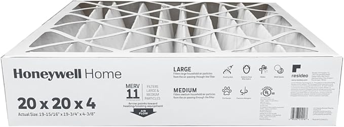 Honeywell FC100A1011-20" x 20" x 4" Pleated Air Filter, MERV 11 Bundle with Same Day Supply Filter Change Reminder (2)