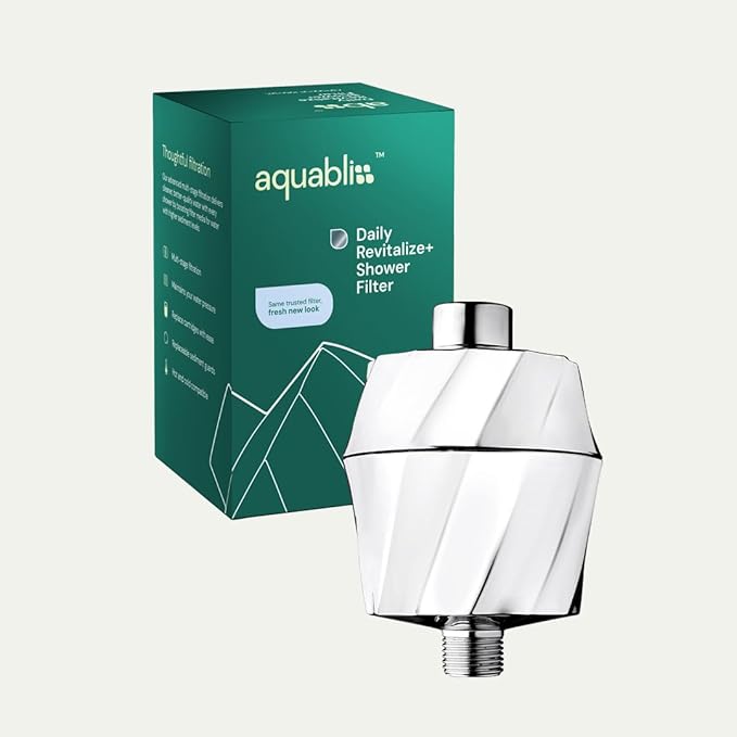 AquaBliss HD Revitalizing Shower Filter - Latest High Output Filtration. 2X Vitamin C, Minerals for Luscious Hair, Skin & Nails - KDF/CS/VC for Reduced Chlorine, Sediment & Metals - Chrome (SF400)