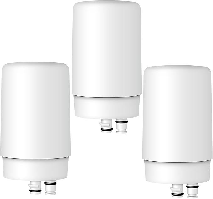 Waterdrop 7027W Faucet Water Filter, Replacement for Brita® Filter, 36311 On Tap Water Filtration System, Brita® Replacement Filters, 4-Months or 100 Gallons, White, 3 Pack