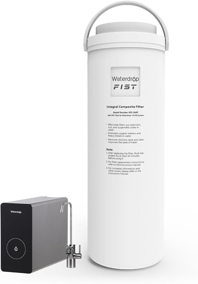 Waterdrop D6RF Filter, Replacement for D6 Tankless Reverse Osmosis System, 1-year Lifetime, Reduce PFAS