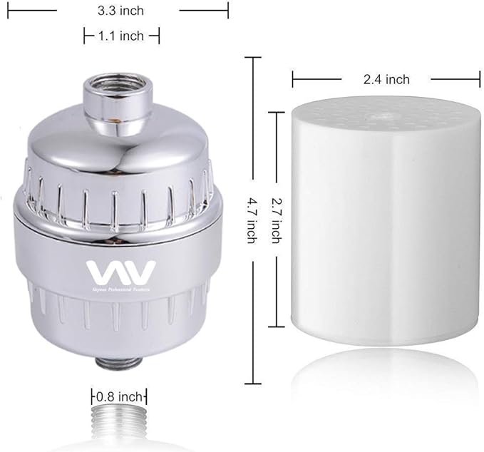 32 Stage Shower Filter with Vitamin C for Hard Water - Water Softener Shower Head Filter with Replaceable Multi-Stage Filter Cartridge to Remove Chlorine, Heavy Metal