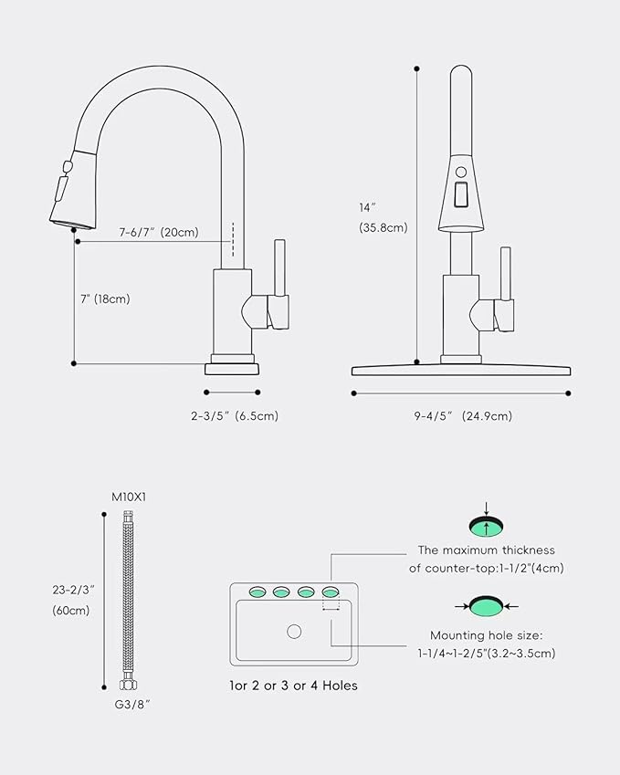 APPASO Gold Kitchen Faucet Touchless, CUPC-Certified Hoses, Lead-Free Motion Sensor Sink Faucets with Soap Dispenser and Pull Down Sprayer, Hands Free Faucets for 1 to 4 Holes Sink with Deck Plate
