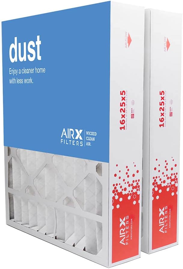 AIRx Filters 16x25x5 Furnace Filter MERV 8 HVAC AC Air Filter, Replacement for Bryant Carrier CARF8250606 FILBBCAR0016, Easy Installation, Reduces Dust & Pollen, 2-Pack