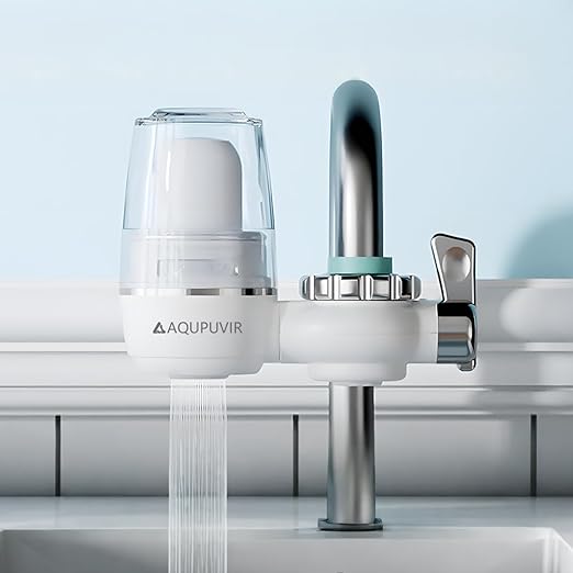Sink Water Filter System for Kitchen Faucet | Reduces Lead, Chlorine, Bad Taste & Odor | High Capacity 320 Gallons | Easy Install with View Window | Drinking Water Purifier