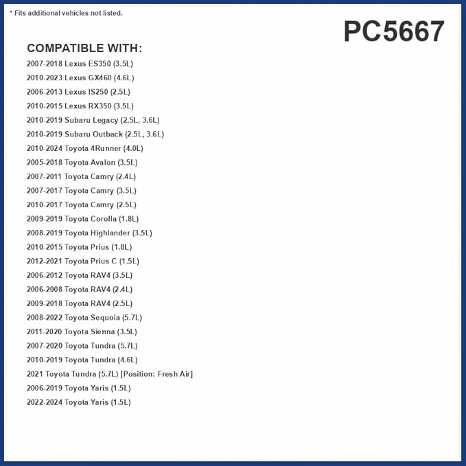 Premium Guard PC5667 Cabin Air Filter - Fits 2020-10 Toyota Prius, 2019-09 Highlander, 2017-11 Lexus CT200h (Pack of 2)