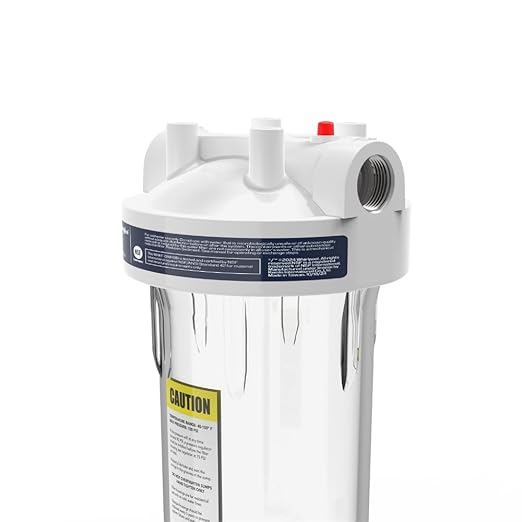 Whirlpool 10" x 4.5" Large Capacity Whole House Water Filter Housing WHKF-DWHBB, 1" Port, Home Water Pre-Filtration for Well and City Water, NSF Certified Reduces Sediment, Sand, Soil, Silt, and Rust