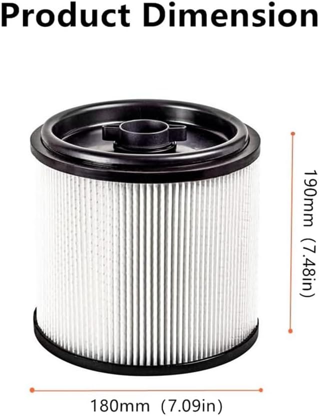 1 PACK Amigriki VCFH Cartridge vacuum HEPA Filter Hepa Material Fine Dust Cartridge Filter & Retainer compatible with Vacmaster most 5 to 20 gallon vacuum cleaner parts FOR DRY PICK-UP