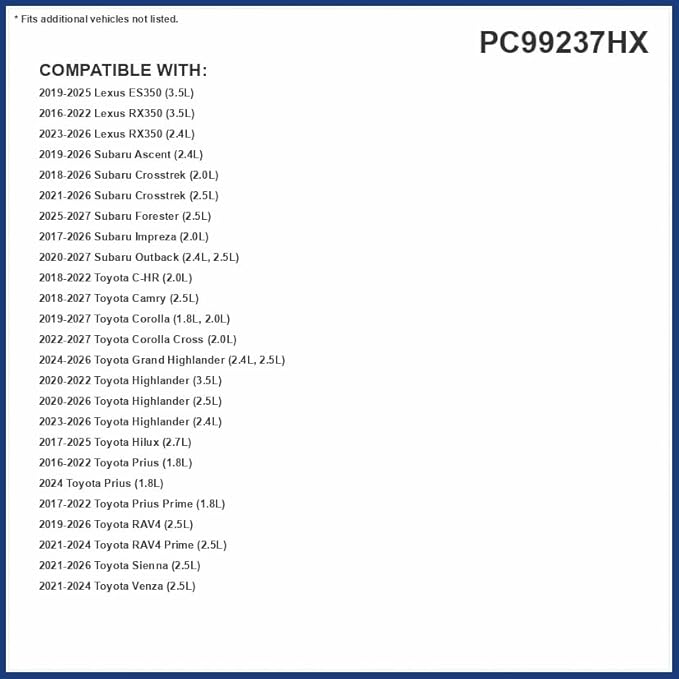 PureFlow HEPA Cabin Air Filter PC99237HX | Fits 2018-2025 Toyota Camry, 2021-2025 Sienna, 2022-2025 Corolla Cross, 2019-2025 Lexus ES350, 2017-2025 Toyota Hilux, 2022-2025 Lexus NX350