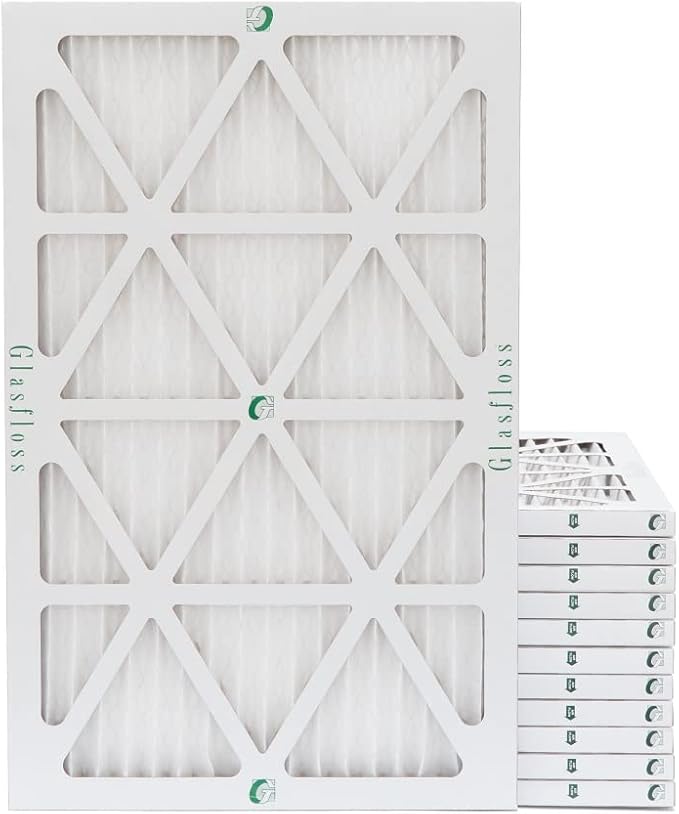 Glasfloss 16x25x1 MERV 10 AC & Furnace Air Filters. Case of 12. Actual Size: 15-1/2 x 24-1/2 x 7/8