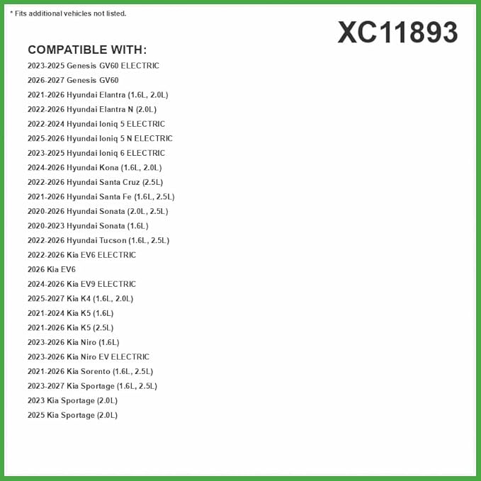 ECOGARD XC11893 Cabin Air Filter Fits 2022-2025 Hyundai Tucson, 2021-2025 Elantra, Santa Fe, 2023-2025 Kia Sportage, 2021-2025 Sorento, 2021-2024 K5, 2020-2025 Hyundai Sonata